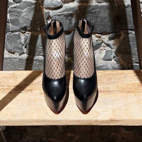 Christian Louboutin Black Leather Resillissima Mesh Platform 160 Booties - Picture 2 of 11